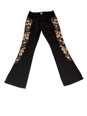 VENUS black Jeans with gold embroidery and sequins details